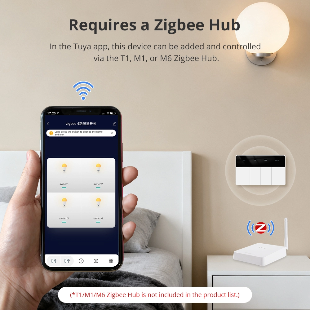 Zigbee Neutral Switch, Smart  Push Button Switches With Display Panel, Custom Name on Tuya Homey HA Smartthing APP, Hub Required | Zemismart