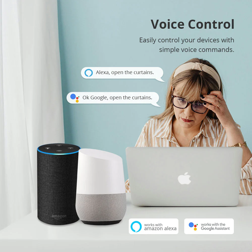 Zemismart Zigbee Electric Curtain Motor Built-in Battery with Sliding Track works with Tuya Alexa Echo Google Home Voice Control