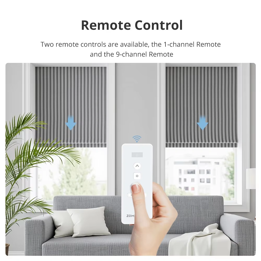 Matter WiFi Electric Blind Motor, 110V-240V Motor for Aluminum Roman Honeycomb Blinds with Up Middle Down Limits | Zemismart ZM24A