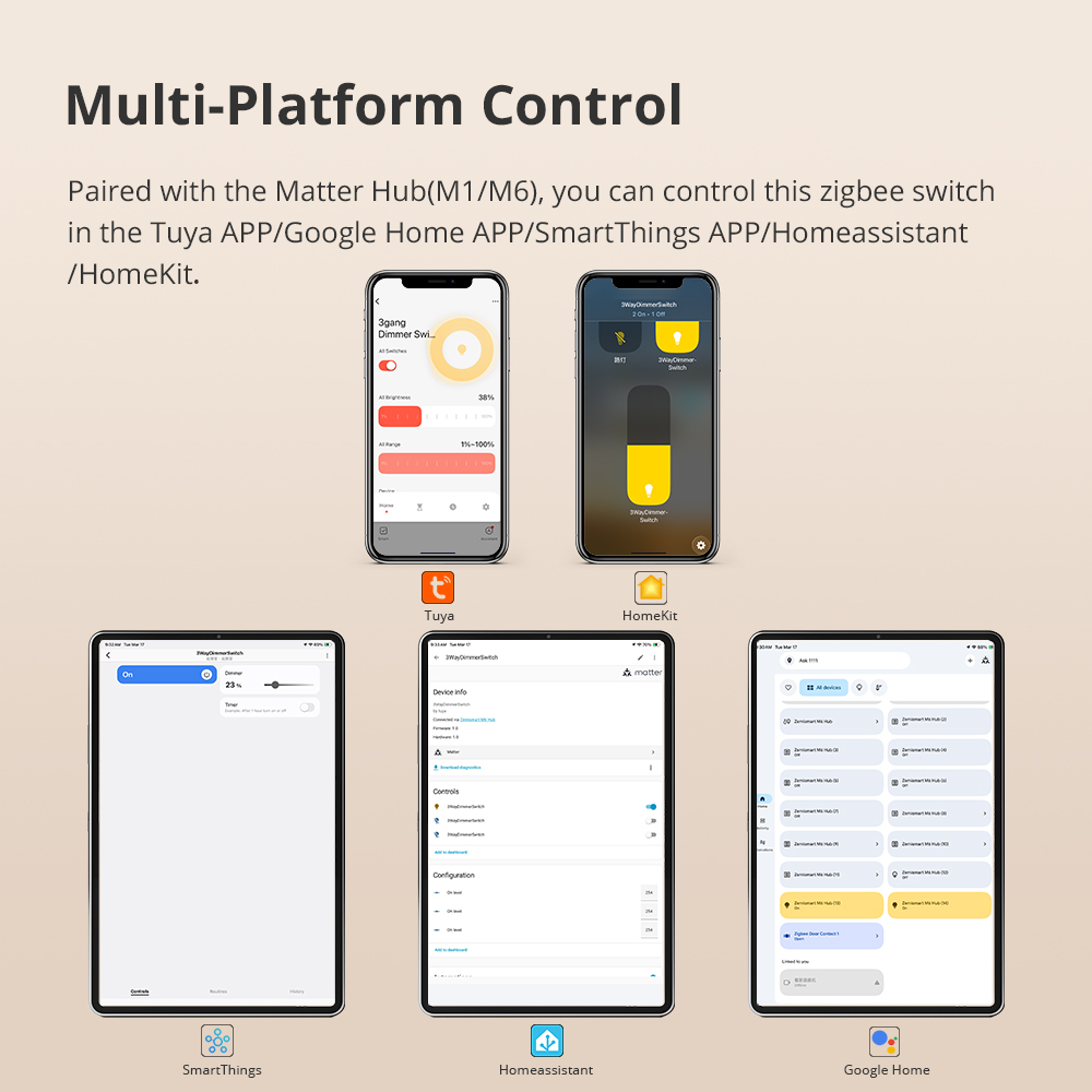 Zigbee Neutral Switch, Smart Dimmer Switches With Display Screen, Custom Name on Tuya Homey HA Smartthing APP, Hub Required | Zemismart