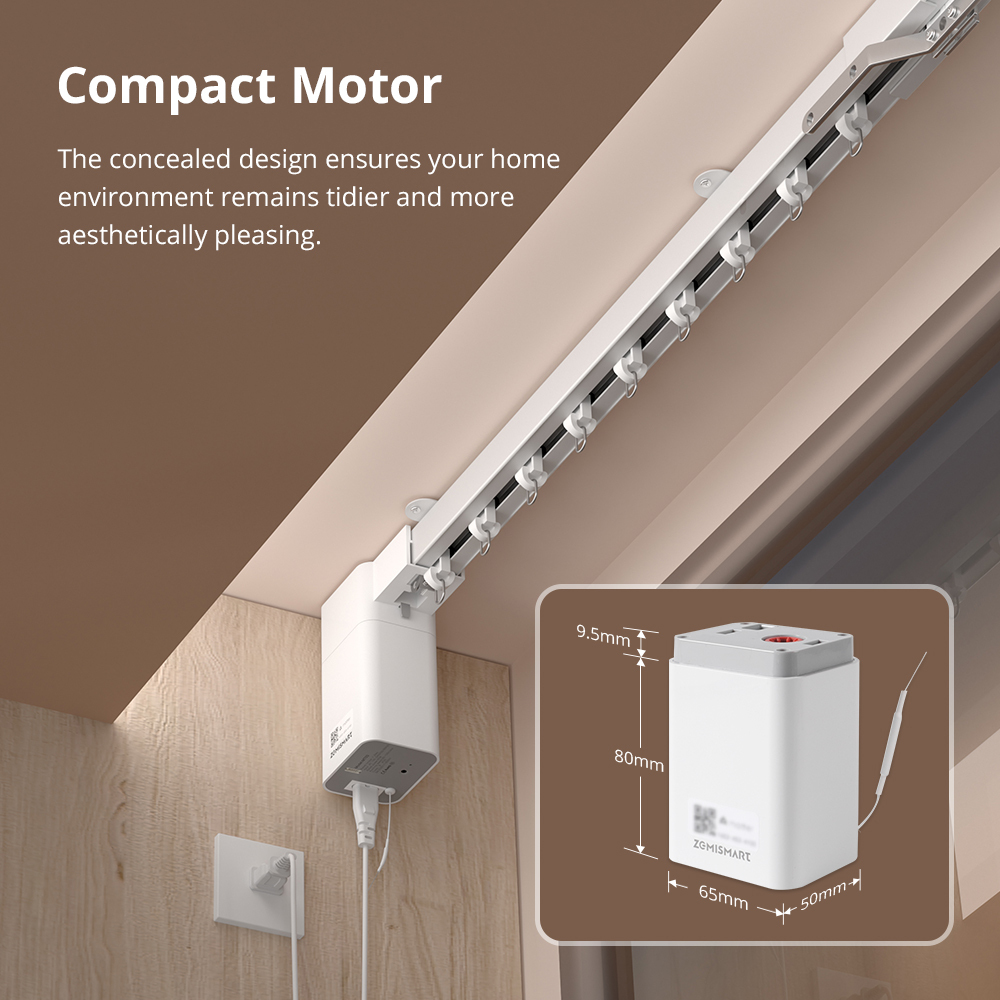 Matter Thread Slide Curtain Motor Kit, Splicing Track with RF Remote Siri Voice Control Works with HomeKit Google Home SmartThings | Zemismart MT03