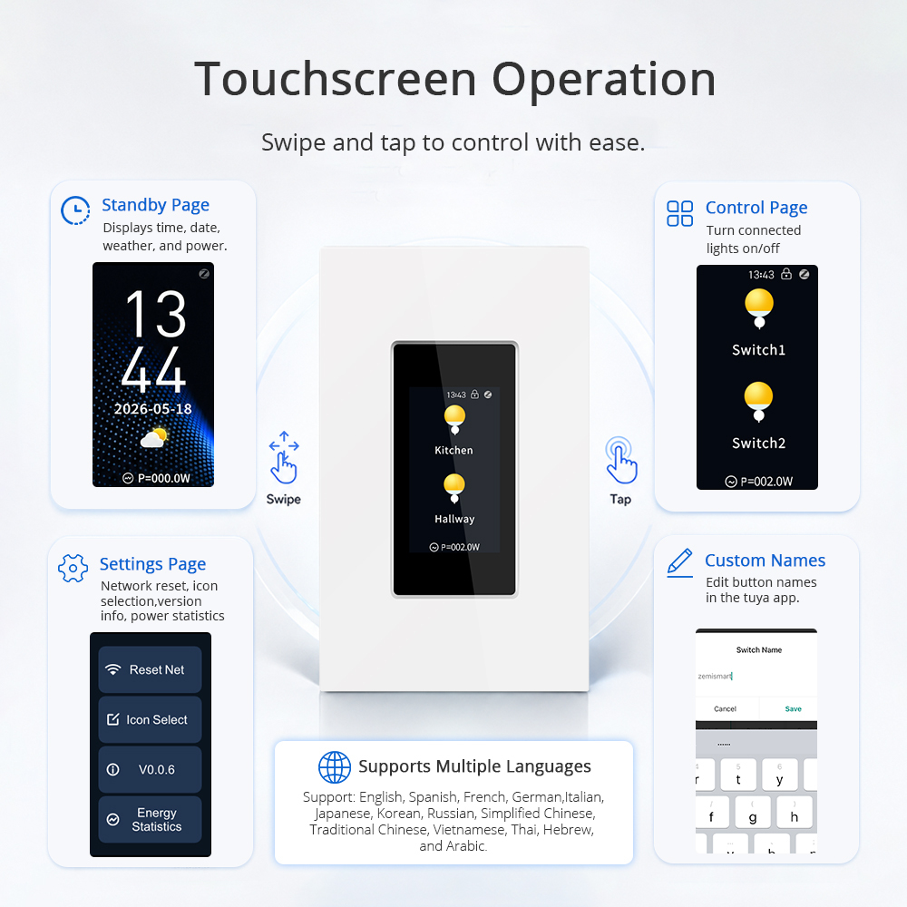 Zigbee touch sceen switch