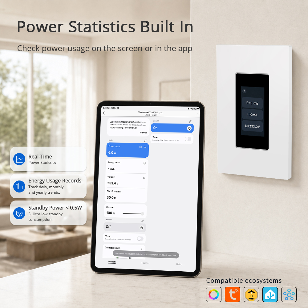Zigbee touch sceen switch