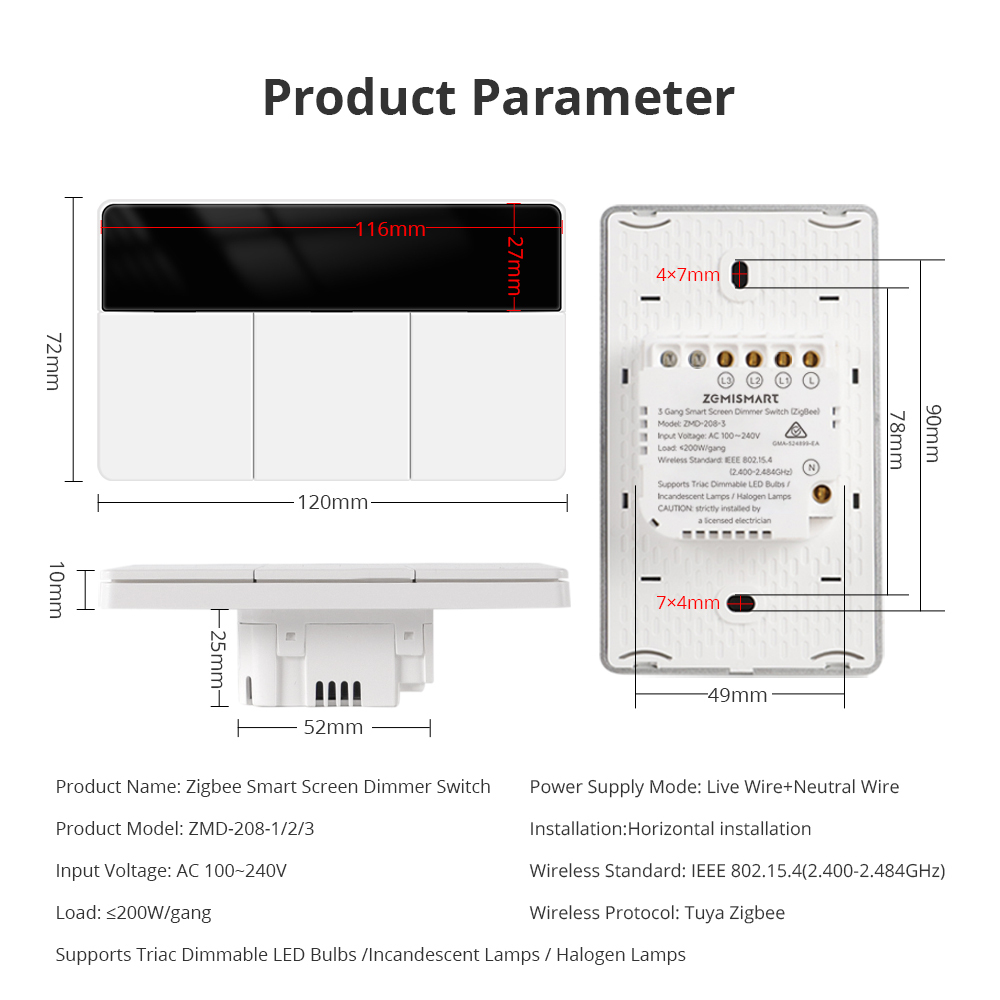 Zigbee Smart screen switch