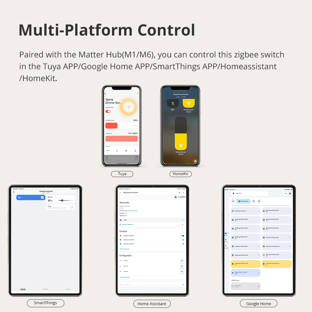 Zigbee smart screen dimmer switch