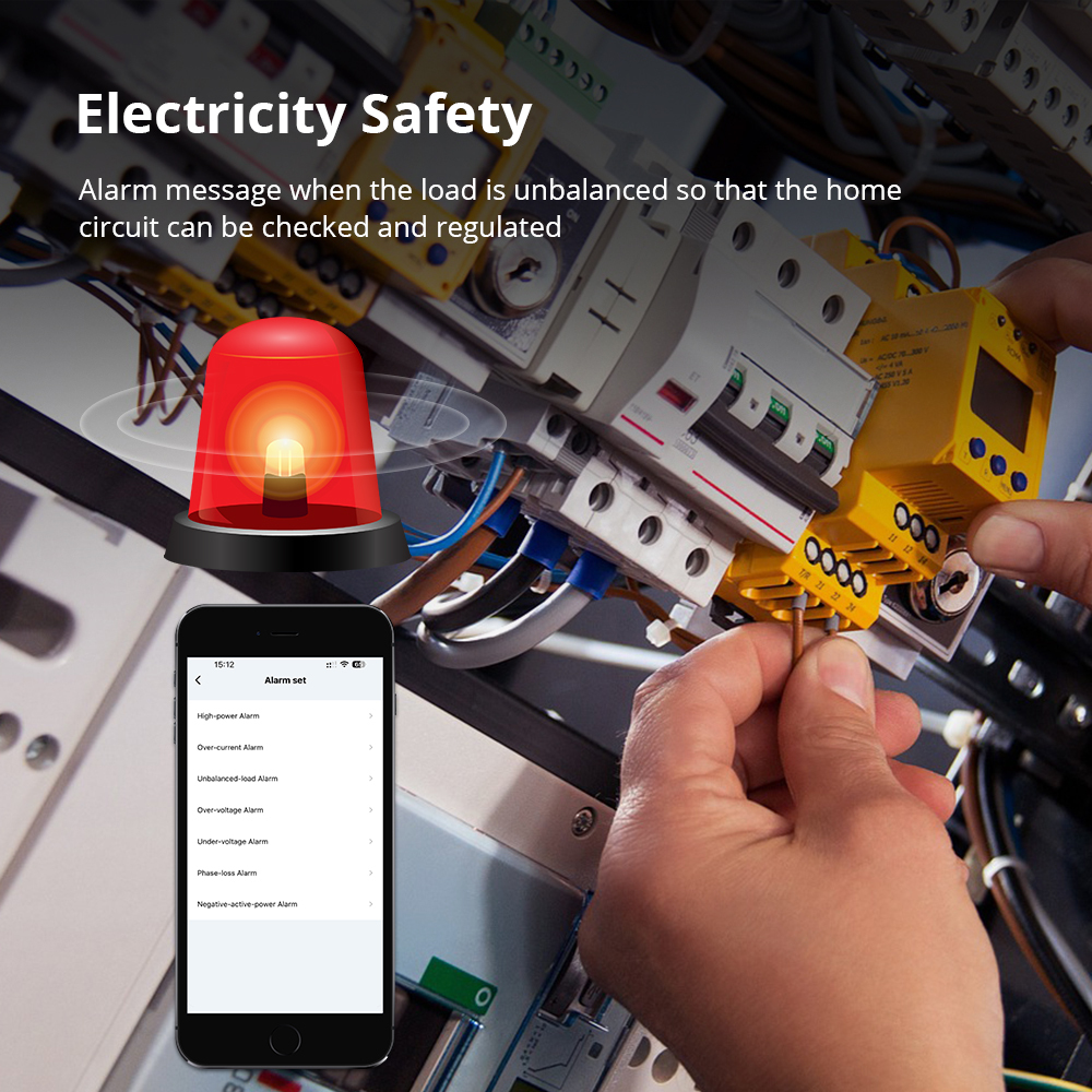 Zemismart Wifi 3 Phase Smart Energy Meter Max 120A with 3 clamps works with Tuya measuring Alarm function Monitor 110v-240v