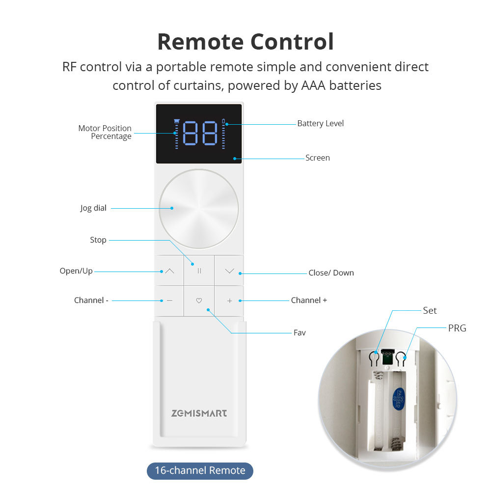 Zigbee Rechargeable Roller Shade Motor, Blind Motor for 17/20/25/28mm Tube with 800mAh Battery Works with Tuya Home Assistant Alexa Google Home | Zemismart ZM15B
