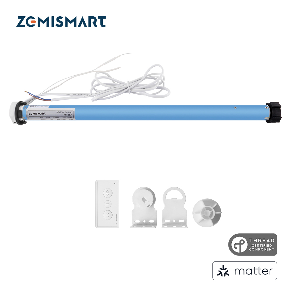 Matter over Thread Roller Shade Motor, 38mm Tube AC110-240V with Schedule Voice Control | Zemismart MT25A