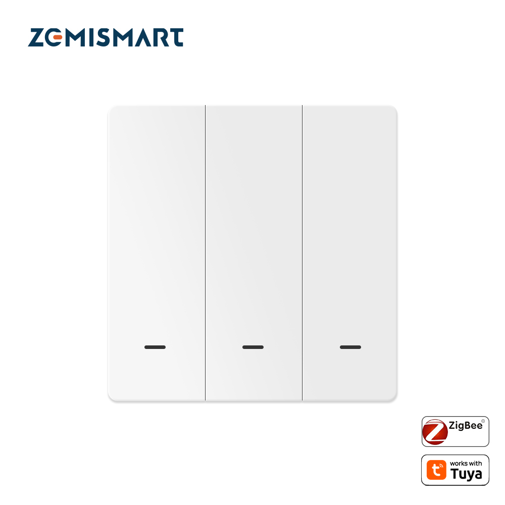Zigbee Neutral Optional Light Switch, Push Button 1/2/3 Gang Relay with Smart Life Alexa Google Home Voice Control | Zemismart ZL2-LLN1E