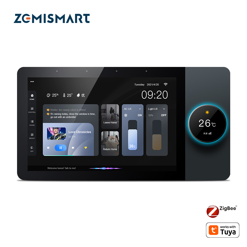 WiFi Zigbee 8 Inch Smart Control Panel, Touch Screen Scene Switch with Voice Control Background Music | Zemismart F8