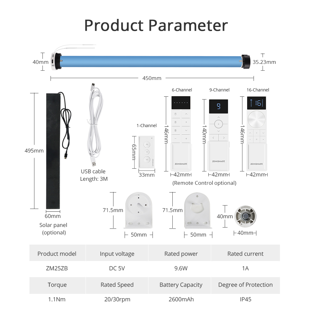 Zemismart rechargeable motor