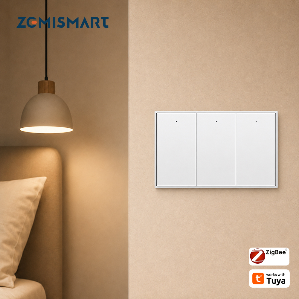 Zigbee No Neutral Light Switch, Push Button Relay Works with Alexa Google Home Tuya | Zemismart