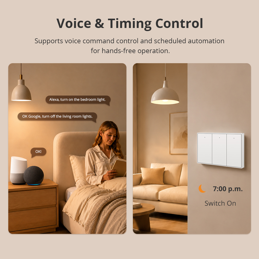 Zigbee No Neutral Light Switch, Push Button Relay Works with Alexa Google Home Tuya | Zemismart