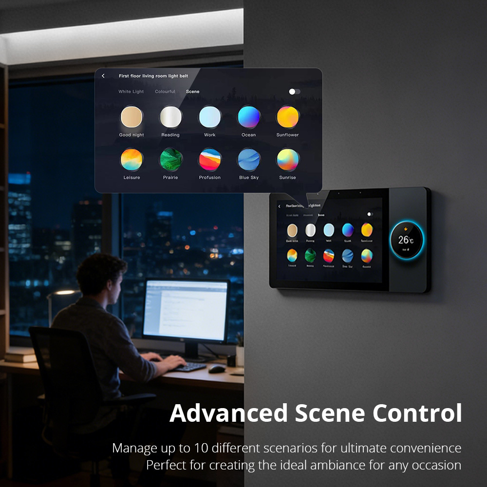 WiFi Zigbee 8 Inch Smart Control Panel, Touch Screen Scene Switch with Voice Control Background Music | Zemismart F8