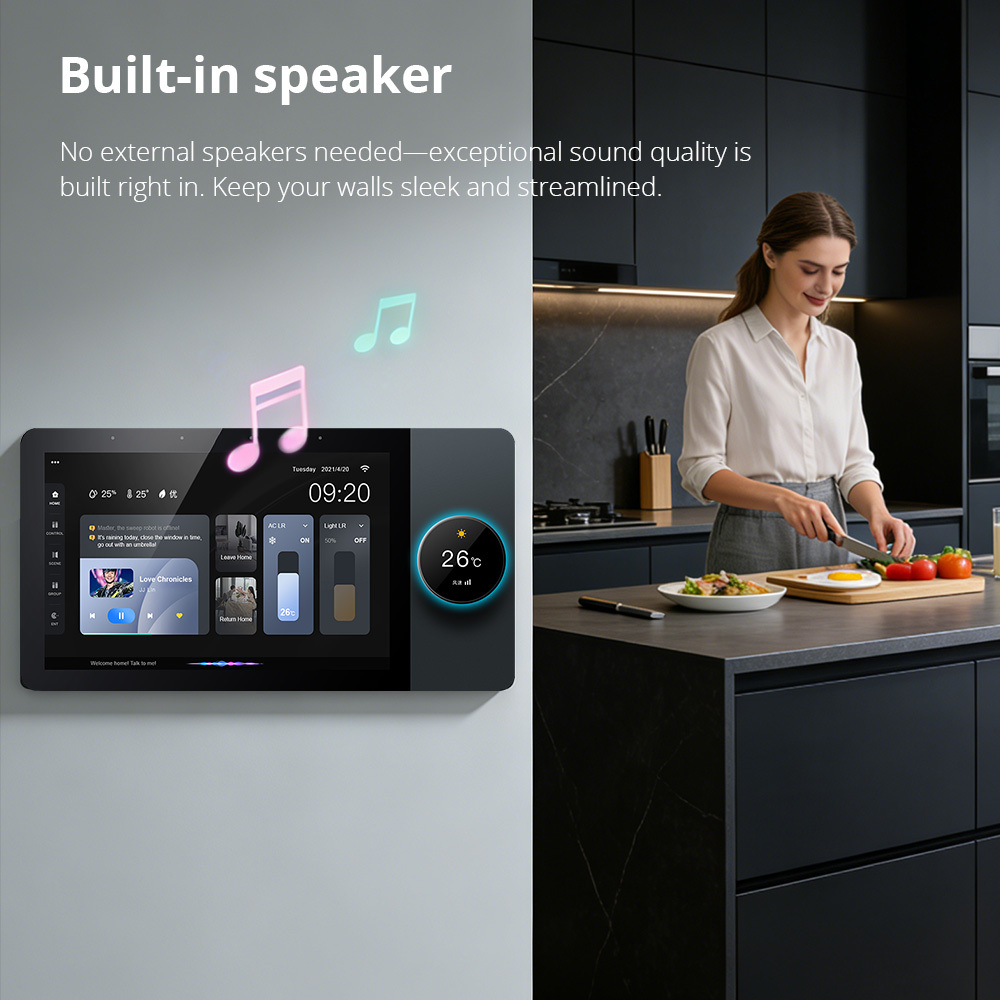 WiFi Zigbee 8 Inch Smart Control Panel, Touch Screen Scene Switch with Voice Control Background Music | Zemismart F8