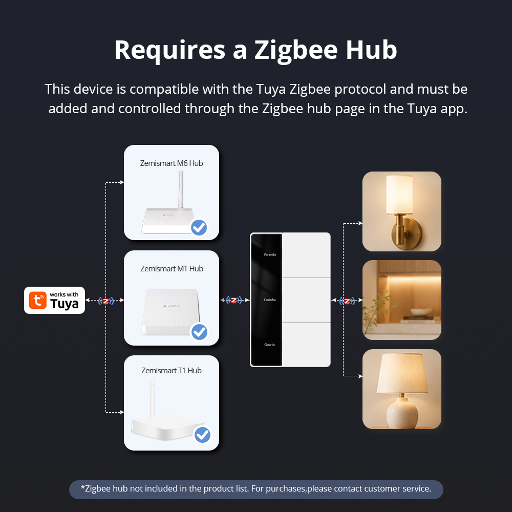 Zigbee Smart Screen Dimmer Switch, Vertical Type DIY Name Display with 1%-100% Brightness Control | Zemismart ZMD-208US