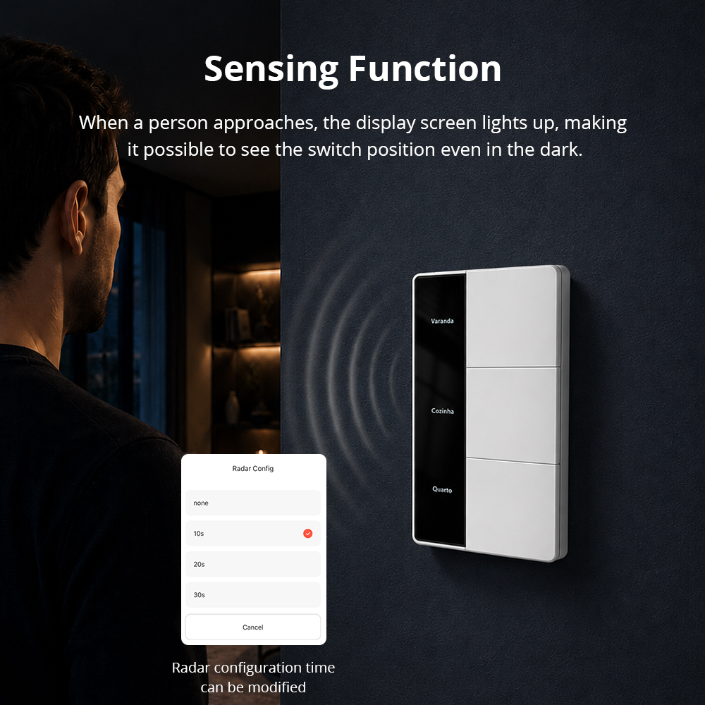 Zigbee Smart Screen Dimmer Switch, Vertical Type DIY Name Display with 1%-100% Brightness Control | Zemismart ZMD-208US