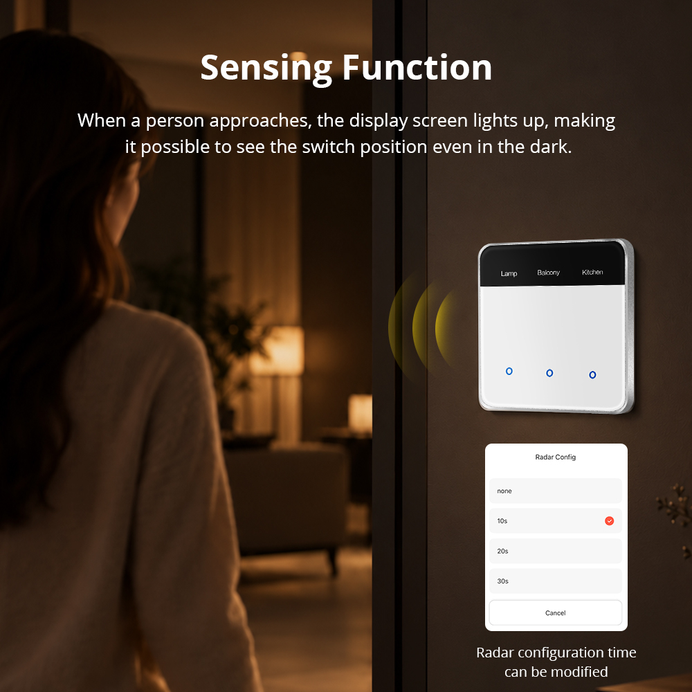 Zigbee Neutral Screen Dimmer Switch, Vertical DIY Name Display Brightness Control, Motion Wake Screen | Zemismart ZMD-206EU