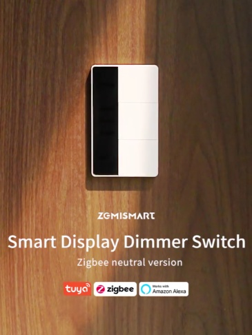 Zigbee Neutral Screen Dimmer Switch, Vertical DIY Name Display Brightness Control, Motion Wake Screen | Zemismart ZMD-208US-1W-S
