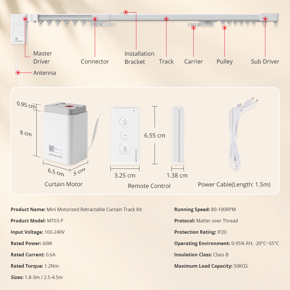 Matter Thread Electric Retractable TRACK
