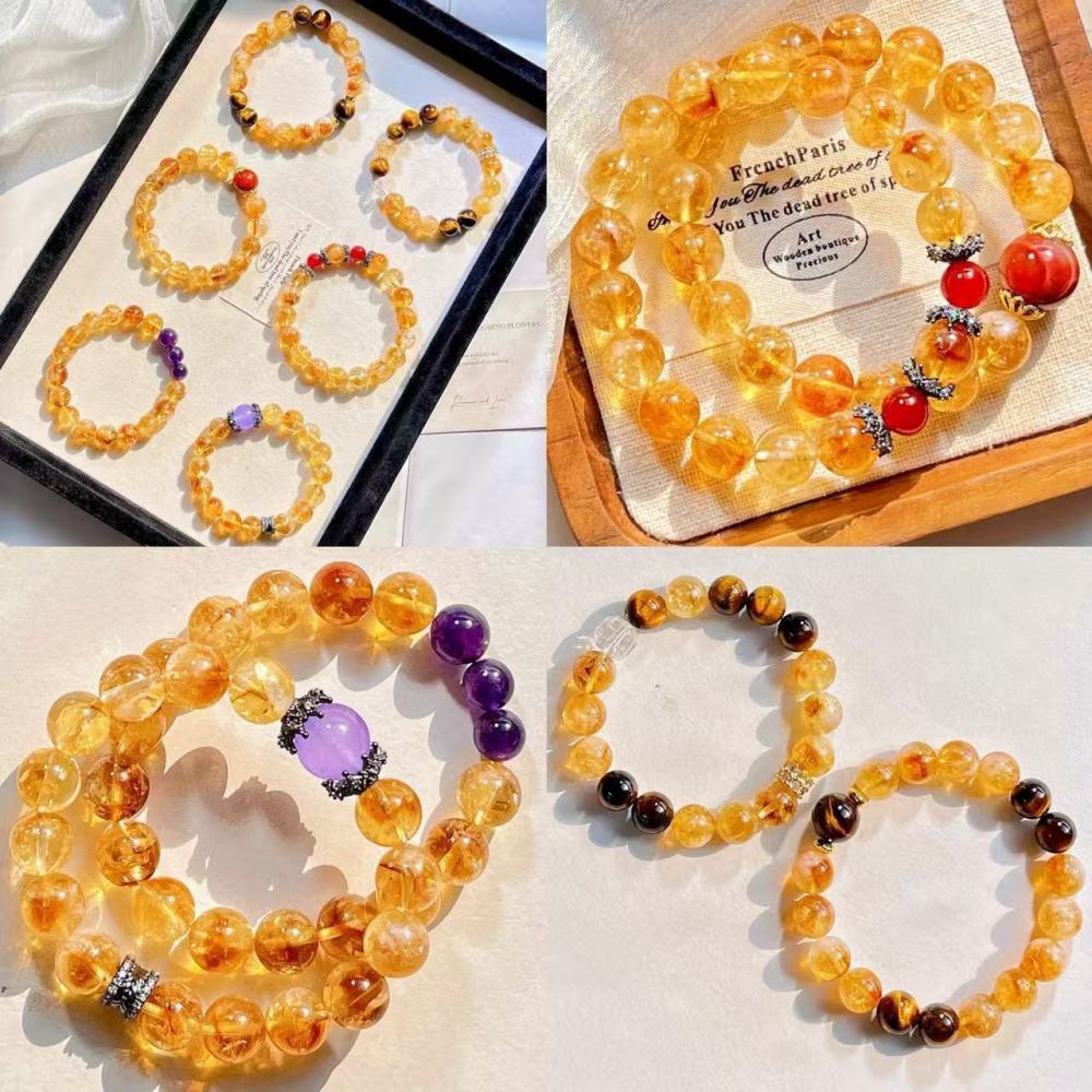 Natural High Quality Yellow Crystal Tiger Eye Stone South Red Bracelet Hand Chain White Crystal Jewelry Accessories For Women