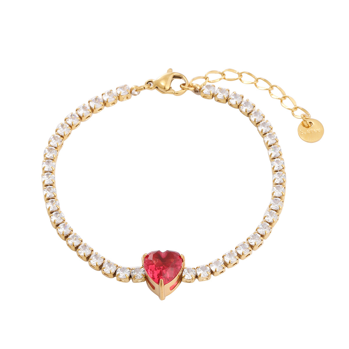 PVD Coated Real Gold Plated Heart Shape 304 Stainless Steel Simple Style Classic Style Waterproof Non Tarnish Bracelets