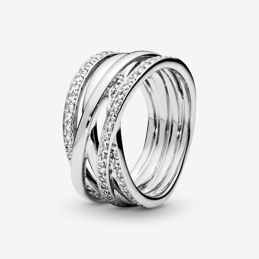Three-ring Sparkling Wave Four-ring Ring S925 Silver Exquisite High-end Girlfriend Fashion Versatile Sweet Gift Couple Elegant Asymmetric