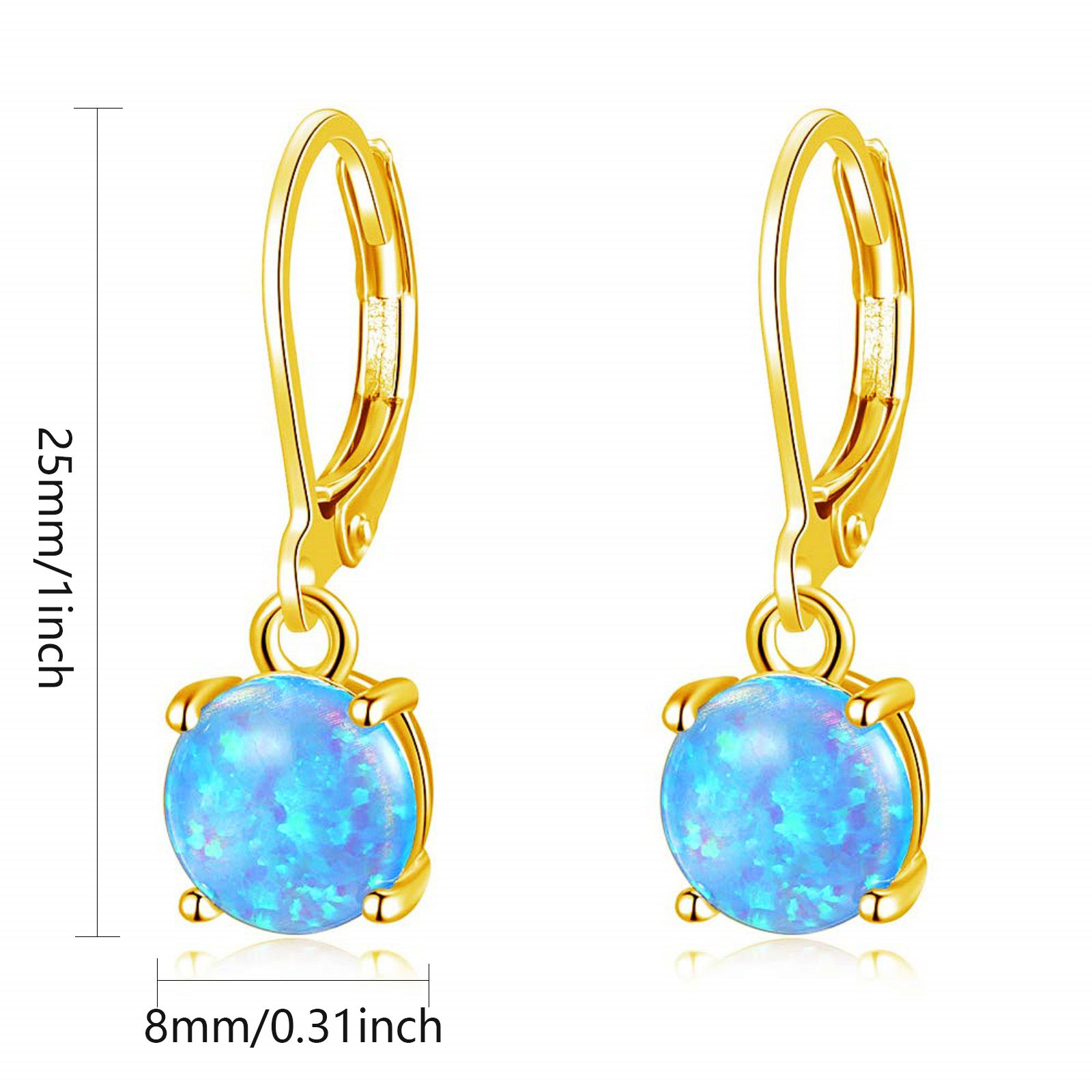 Simple Round Opal Earrings TikTok Ins  Style Jewelry Accessories Copper Material Holiday Style