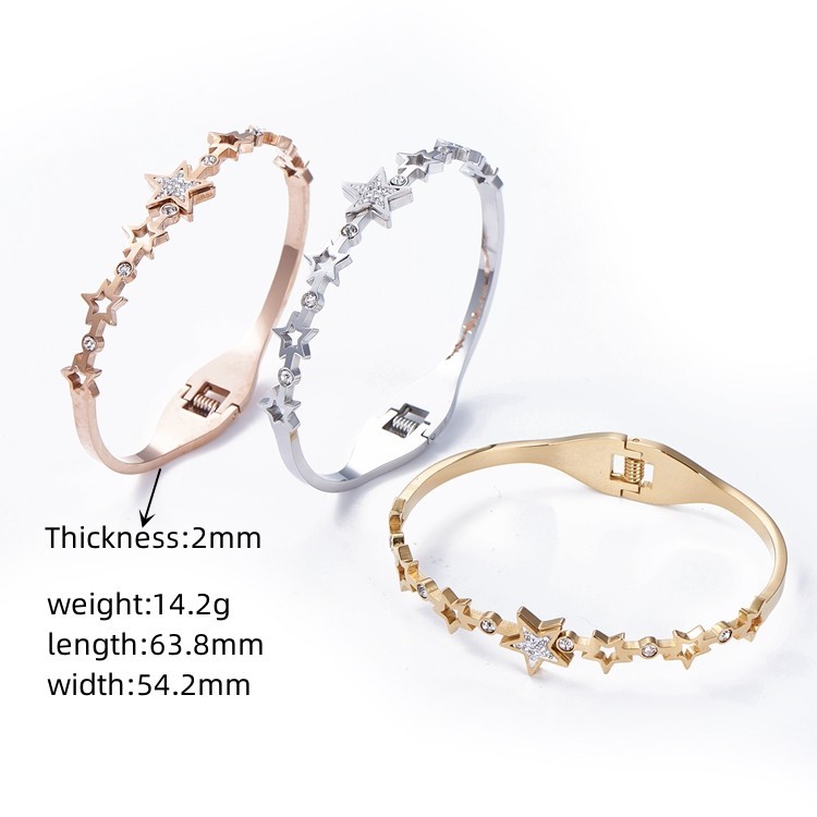 Simple Style Classic Style Star 304 Stainless Steel Gold Plated Bangle In Bulk