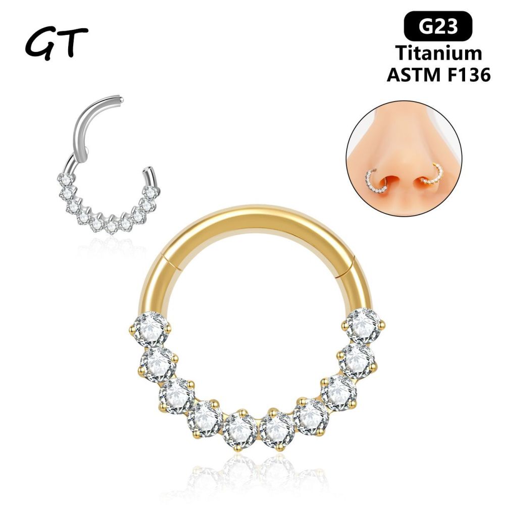 New G23 Titanium Alloy Women's Jewelry Claw Set Zircon Nose Ring Lip Ring Body Piercing Accessories Geometric Pattern Handmade