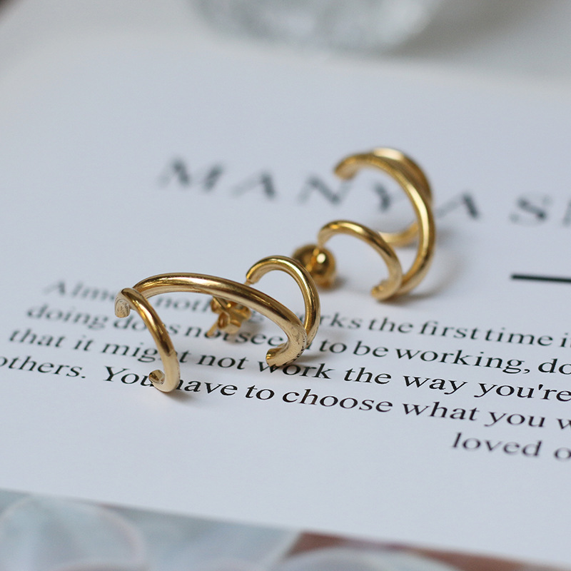 PVD Coated Real Gold Plated 18K Gold 304 Stainless Steel Fashion Waterproof Non Tarnish Earrings Ear Studs