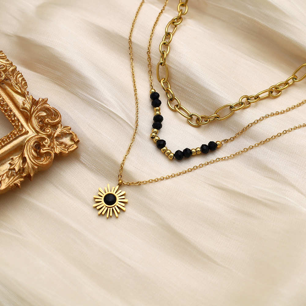 Wholesale Jewelry Simple Style Classic Style Sun Titanium Steel Plating Pendant Necklace