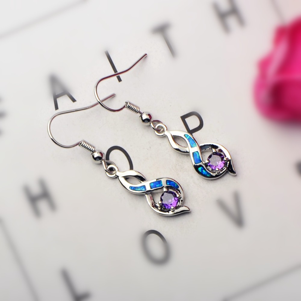 Beach Girl Heart Shaped Opal Earrings TikTok Trend Ocean Wind Sweet Style Geometric Pattern Copper Jewelry Accessories