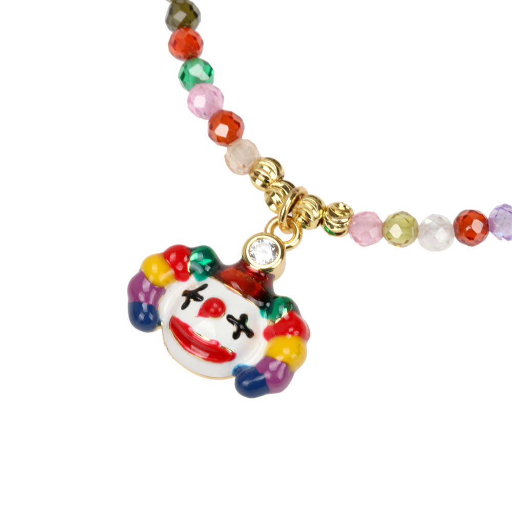 New Halloween Cosplay Clown Pendant Dripping Oil Copper Gold-plated Bead Bracelet
