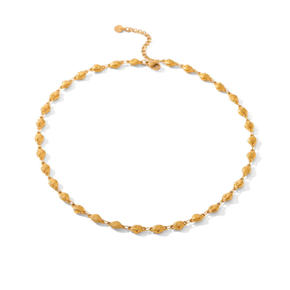 INS Style Stainless Steel Heart Necklace Non-Fading 18K Gold Shell Collarbone Chain Titanium Steel Jewelry  Accessories