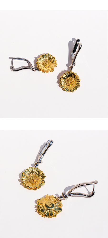 Elegant Daisy Art Embossed Bracelet And Earring Set For Women Golden 3D Petal Design Holiday Fashion Jewelry Accessories