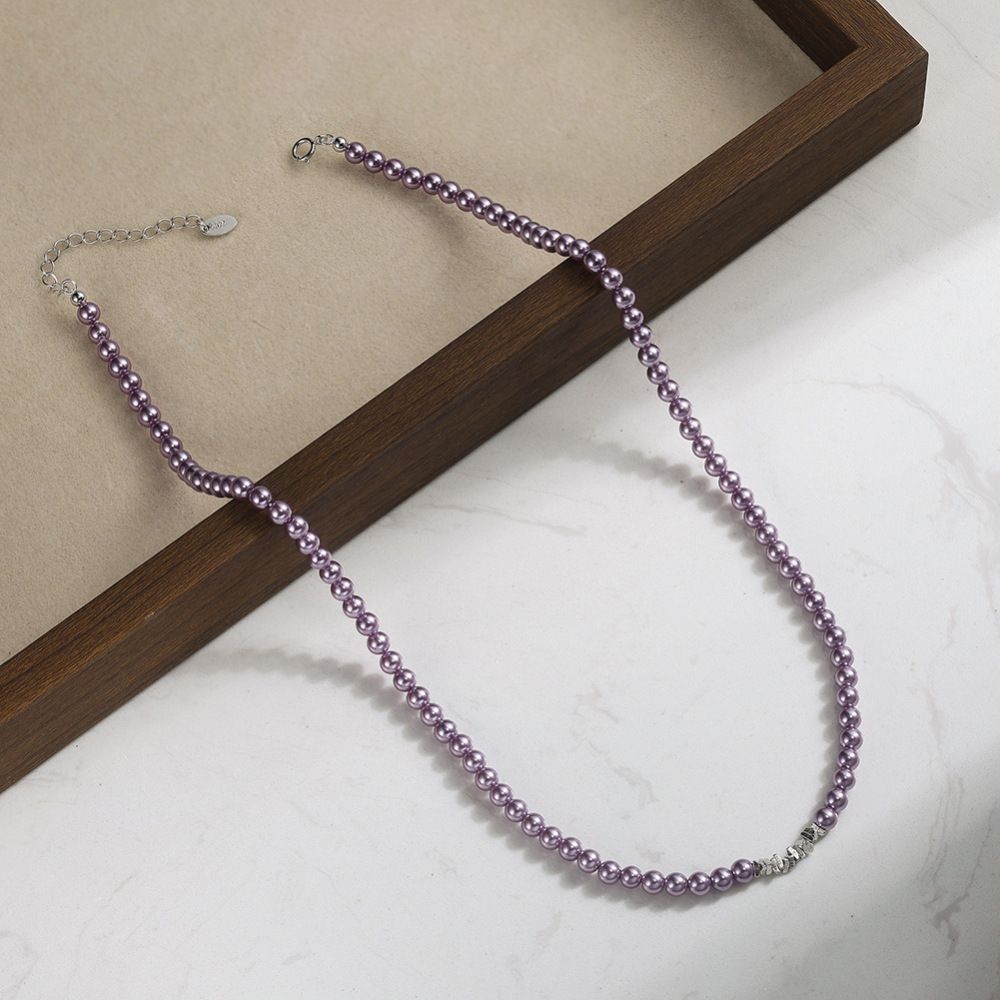 925 Sterling Silver Silver Pendant Necklace For Women December Birthstone Geometric Enamel Charm Jewelry Accessories