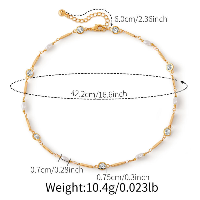 Exquisite Copper Plated 18K Gold Embedded Zirconia Minimalist NIS Style Geometric Patterned Women's Fashion Necklace