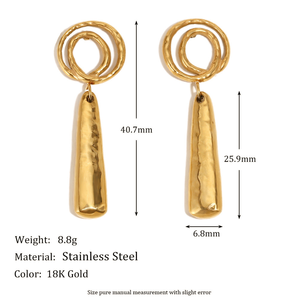 PVD Coated Real Gold Plated Solid Color 304 Stainless Steel Vacation Classic Style Waterproof Non Tarnish Drop Earrings