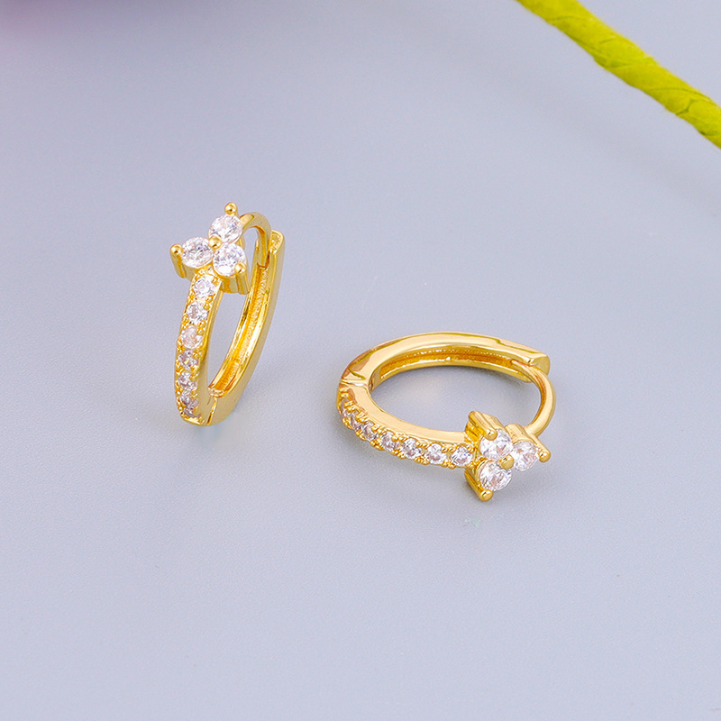 Butterfly Stud Earrings And Hoop Earrings Set For Women Zircon Jewelry Simple Ear Accessories