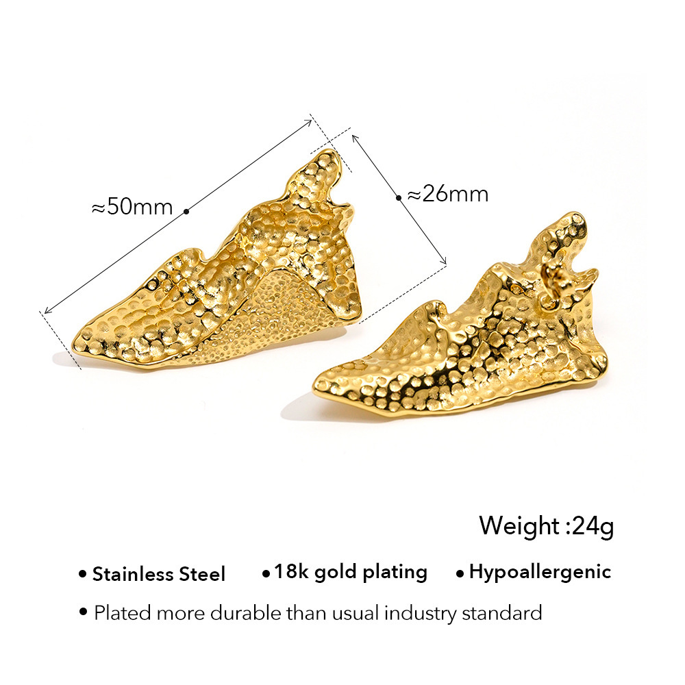 Foldable Titanium Steel Triangle Crease Earrings Plated 18K Gold  Style Daily Wear Jewelry Accessories