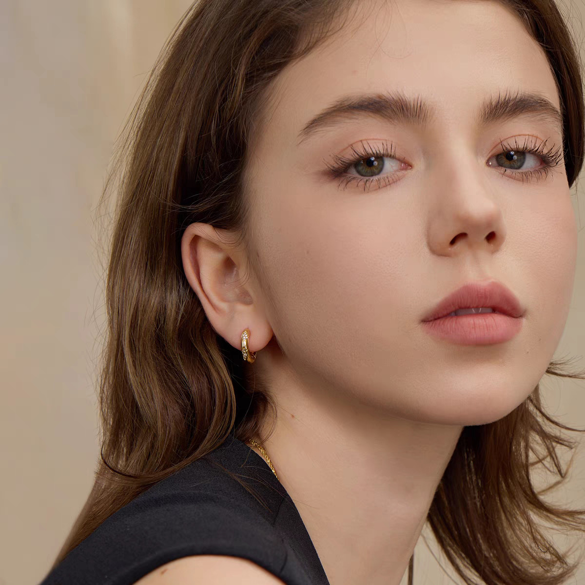 Elegant Snake Charm Small Hoop Earrings Women's Luxury French Style Fashionable Vintage Dangle Earrings Quality Jewelry Accessories