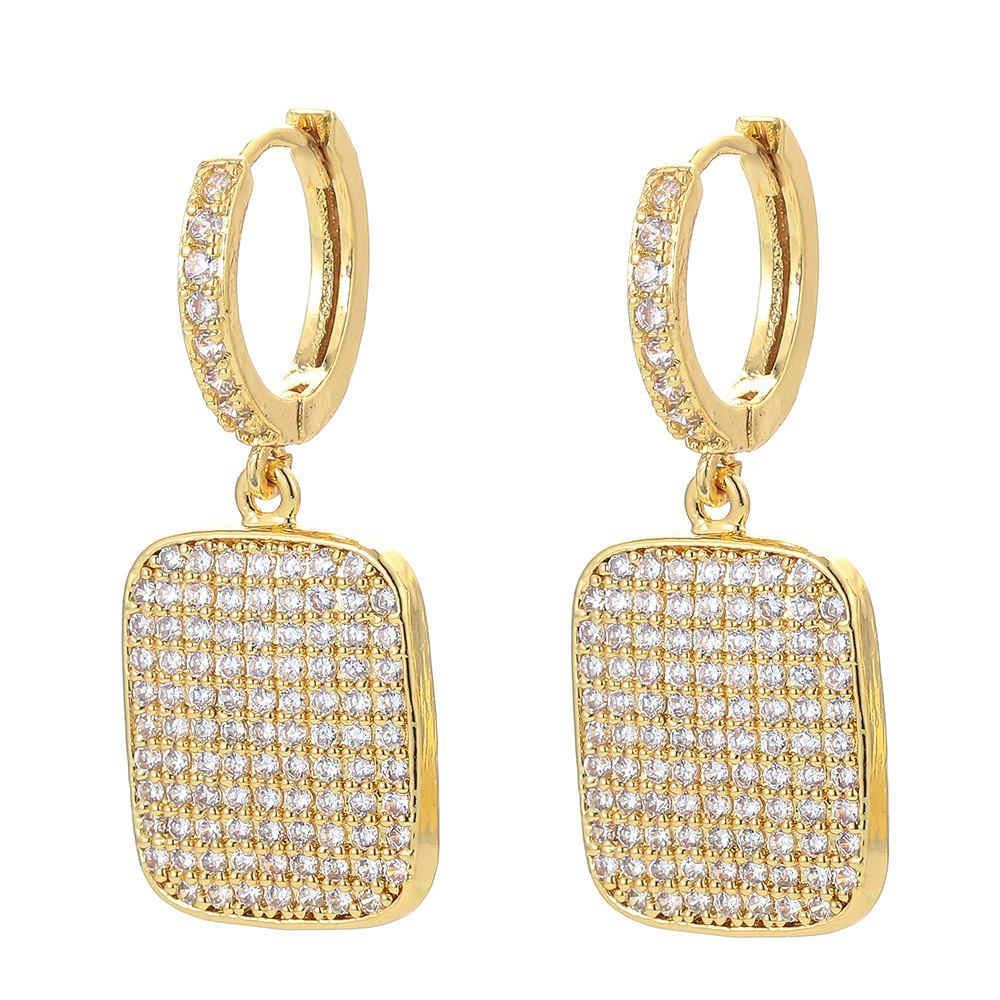 Fashion Geometric Plating Copper Charm Sleeper Hoop Earrings Earrings