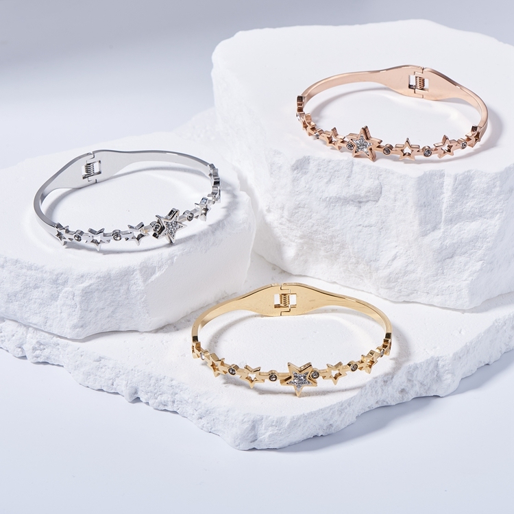 Simple Style Classic Style Star 304 Stainless Steel Gold Plated Bangle In Bulk