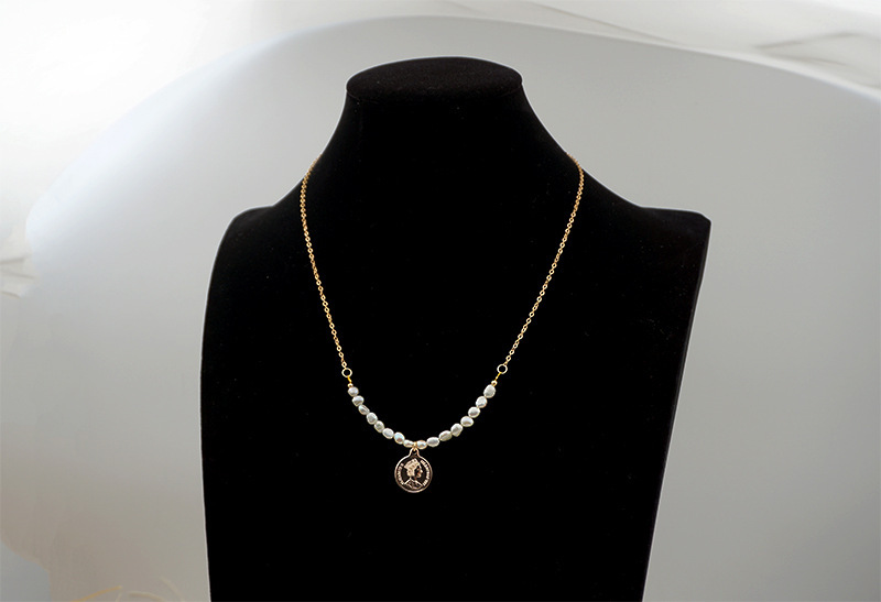 Bohemian Irregular Freshwater Pearl Necklace Accessories Vintage Coin Heart Cross Women's Collarbone Chain Women's Jewelry