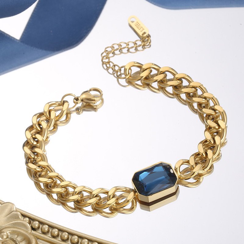 PVD Coated 18K Gold Plated Geometric Titanium Steel Fashion Waterproof Non Tarnish 304 Stainless Steel Bracelets