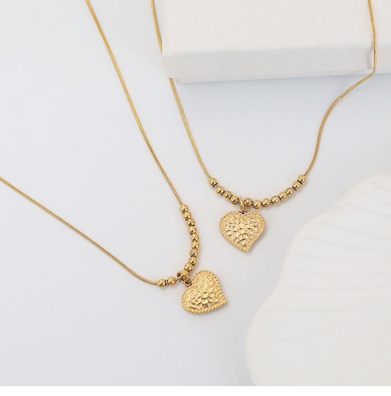 Wholesale Jewelry Fashion Heart Shape 304 Stainless Steel None 18K Gold Plated Gold Plated Stainless Steel Necklaces
