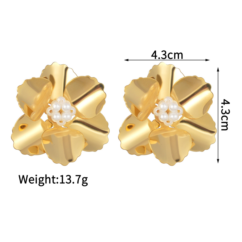 Vintage Stainless Steel 18K Gold Plated Flower Earrings Non-Fading Women's Jewelry Accessories