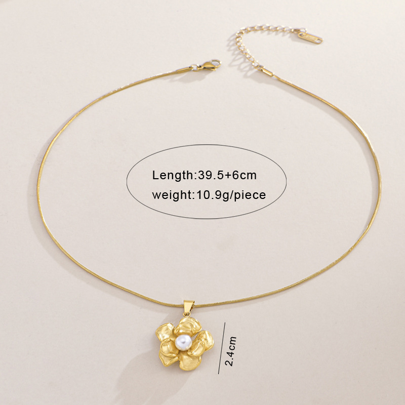 304 Stainless Steel Flower Ion Plating (IP) 18K Real Gold Plated Simple Style Classic Style Waterproof Non Tarnish Plating Jewelry Set