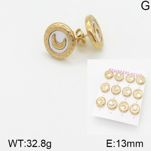 INS New  Fashion Titanium Steel Round Shell Stud Earrings 18K Golden Stainless Steal Earrings Niche Design High Earrings Women's Stud Earrings